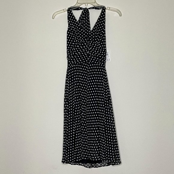 B. Darlin Polk Dot‎ Black/Off White Halter Dress Size 3/4 Style 20N4457 - Picture 1 of 16